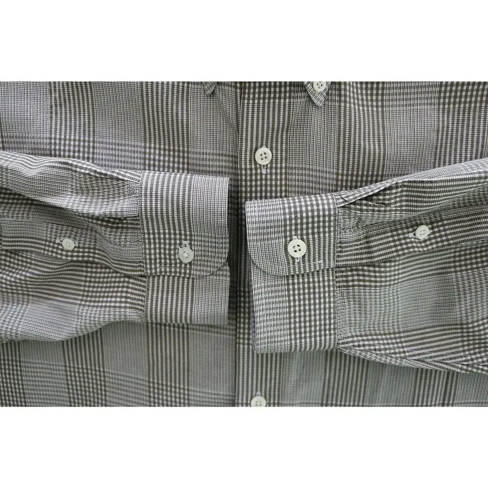 J.Crew Men's L‎ Brown, Beige & Tan Plaid LS BF 100% Cotton Shirt EUC